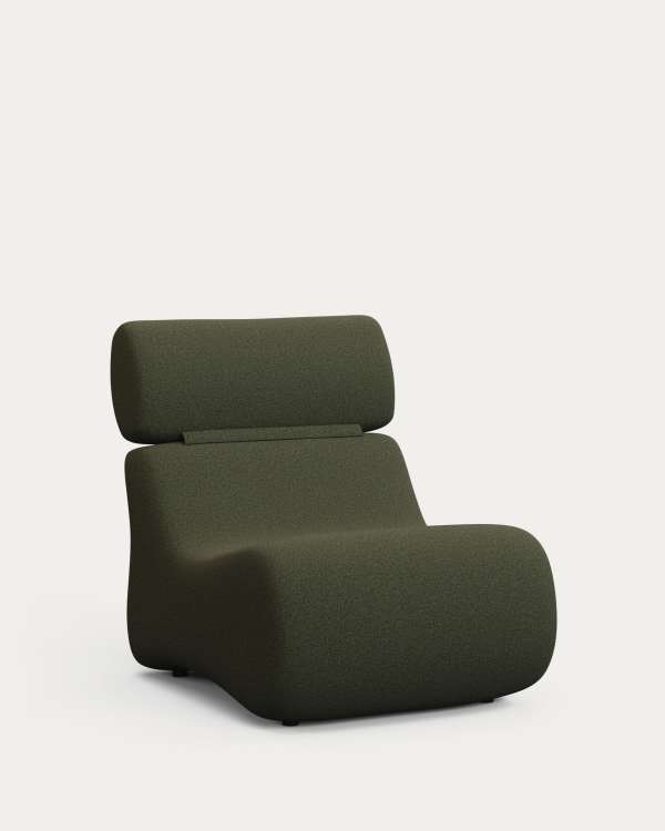 Club dark green bouclé armchair