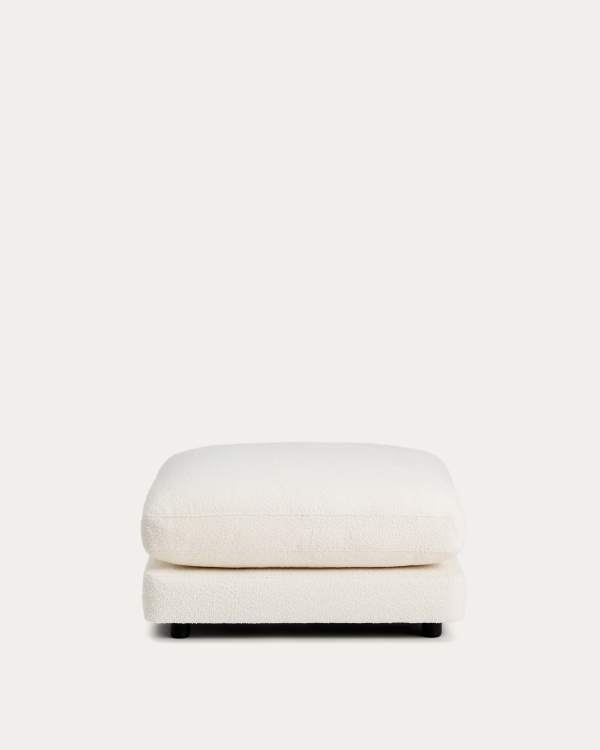 Gala ecru fire-retardant bouclé footrest FSC Mix Credit 90 x 90cm