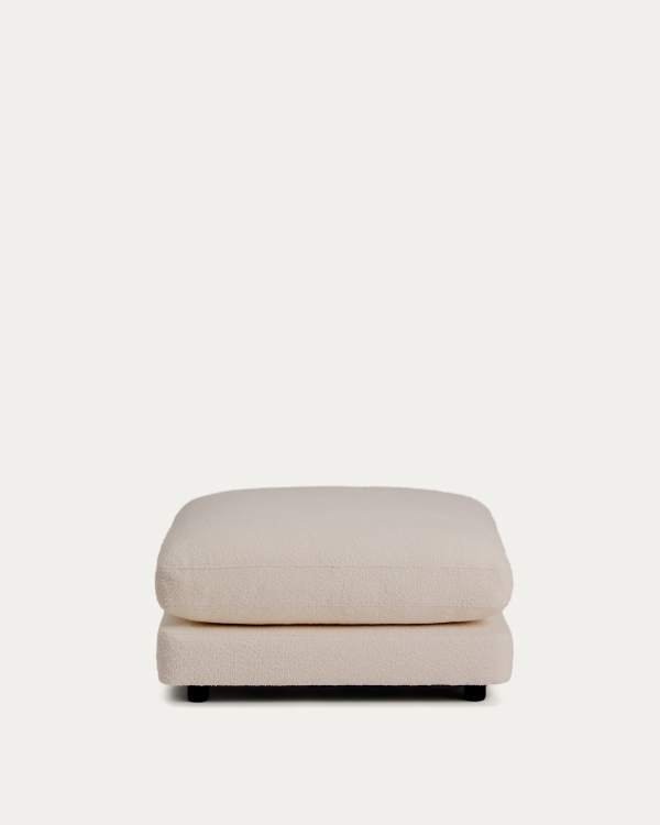 Gala beige fire-retardant bouclé footrest FSC Mix Credit 90 x 90cm