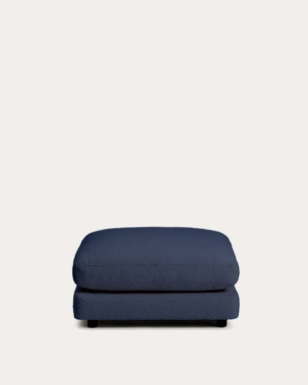 Gala blue fire-retardant bouclé footrest FSC Mix Credit 90 x 90cm