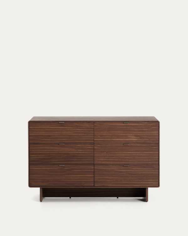Norlen 6-drawer chest of drawers in walnut veneer FSC Mix Credit 120 x 75cm