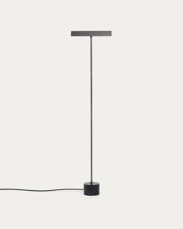 Lynor brushed steel floor lamp with black marble base
