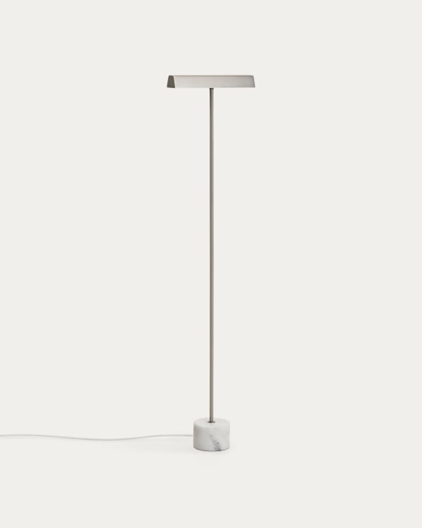 Lynor brushed steel floor lamp with white marble base