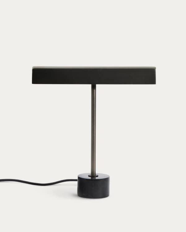 Lynor brushed metal table lamp with black marble base