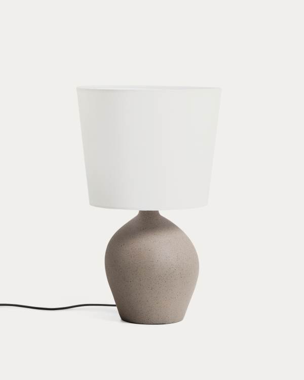 Viona medium table lamp with textured stone effect and cotton lampshade