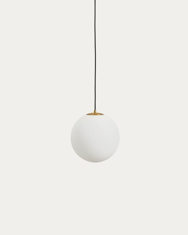 Brisia metal ceiling lamp with brushed brass finish and 1 frosted glass ball Ø30cm