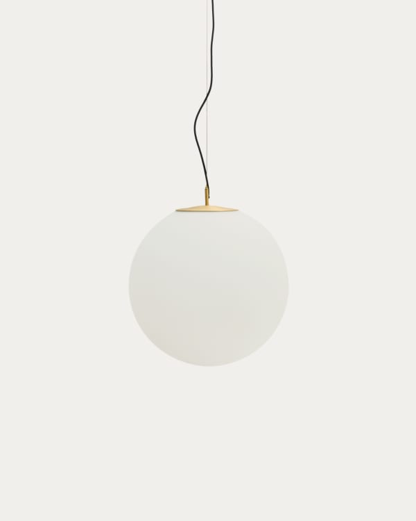 Brisia metal ceiling lamp with brushed brass finish and 1 frosted glass ball Ø50cm