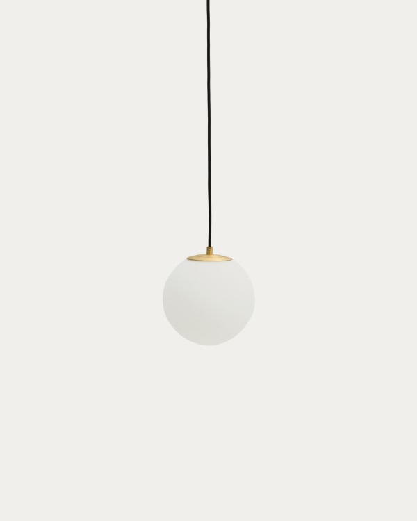 Brisia metal ceiling lamp with brushed brass finish and 1 frosted glass ball Ø15cm
