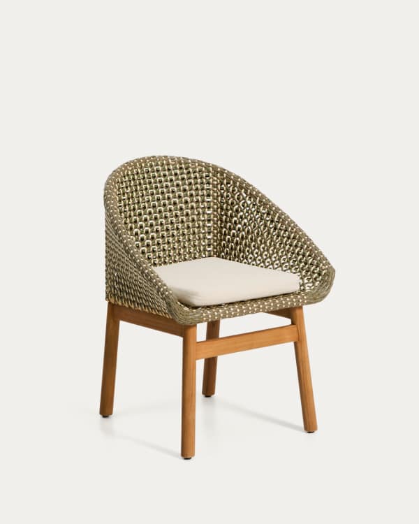 Olbia chair in synthetic rattan and FSC 100% solid teak wood