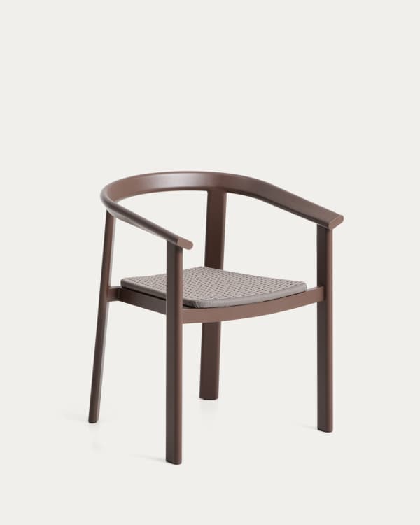 Erice stackable outdoor chair in aluminium and brown rope