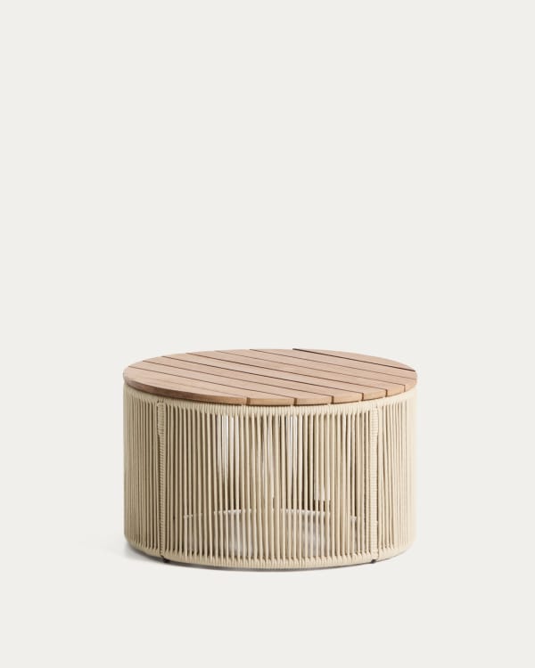 Dandara coffee table in steel, ecru rope cord and solid acacia wood Ø60cm FSC 100%