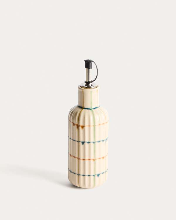Belor ceramic oil cruet with multicoloured lines