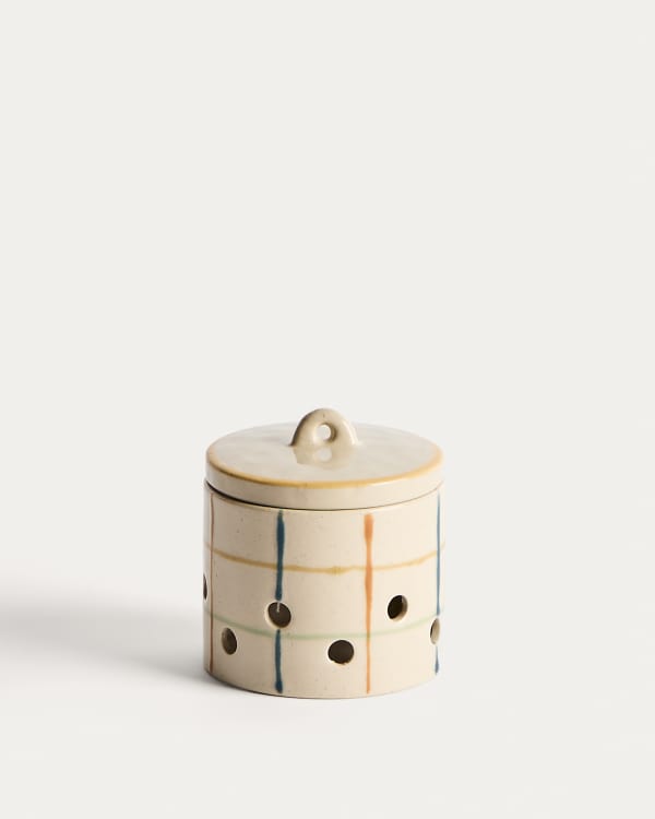 Belor ceramic garlic pot with multicoloured lines 9.8 cm