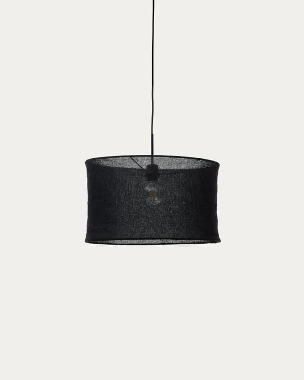 Mariela linen ceiling lamp shade in a black finish Ø 50 x 30 cm