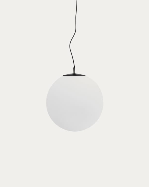 Brisia metal ceiling lamp with black finish and 1 frosted glass ball Ø50cm