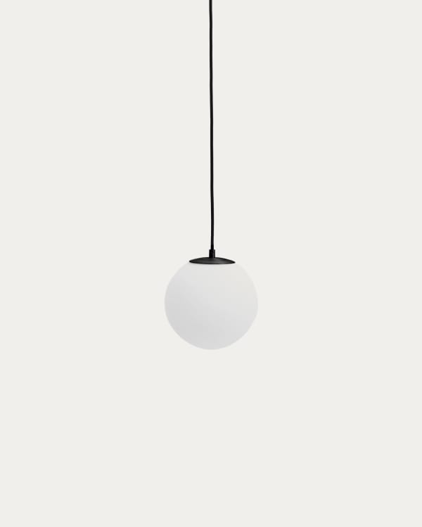 Lampada da soffitto Brisia in metallo con finitura nera e 1 sfera in vetro satinato Ø15 cm