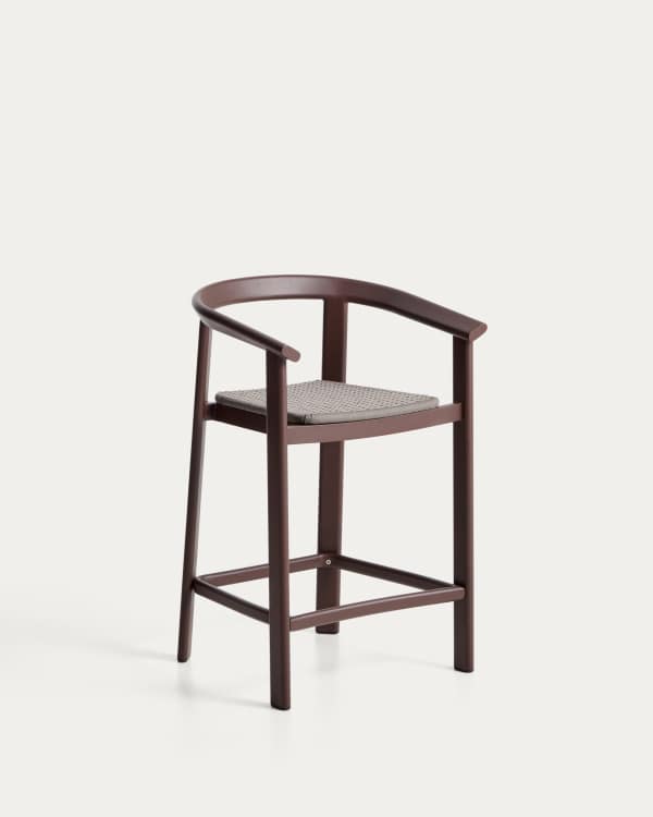 Erice stool in aluminium and brown rope cord 65cm