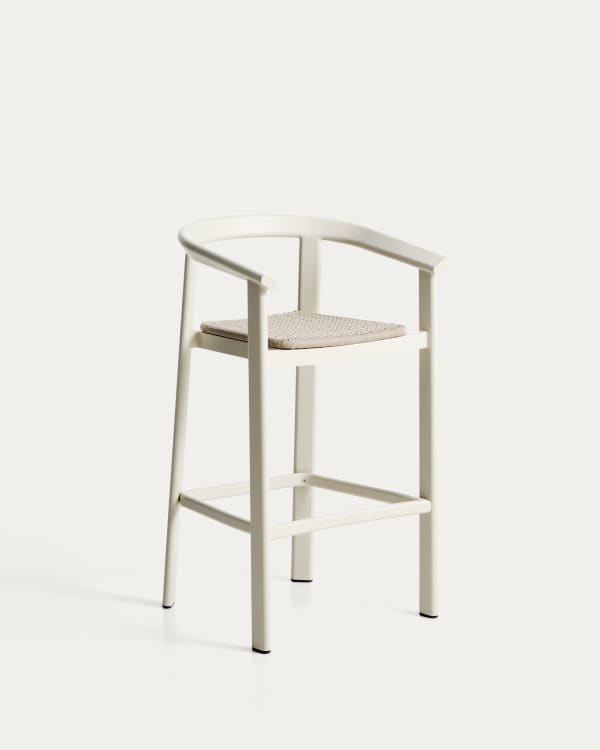 Erice stool in aluminium and ecru rope cord 75cm
