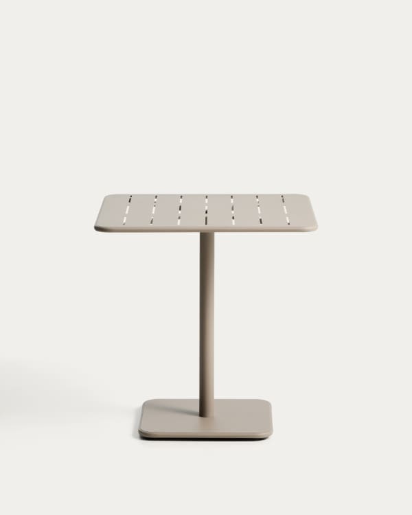 Brai outdoor table in taupe galvanised steel 70 x 70cm