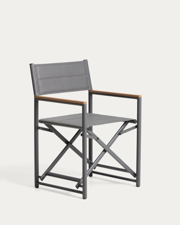 Tisno outdoor folding chair in graphite aluminium and grey texteline