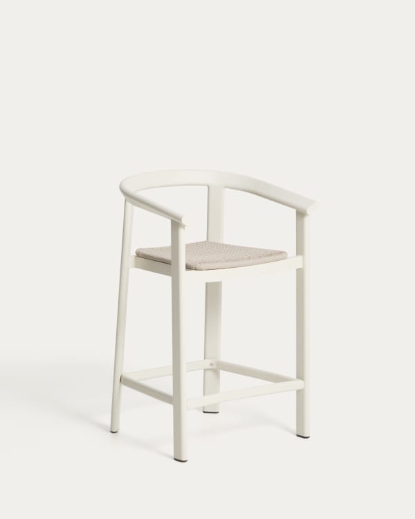 Erice stool in aluminium and ecru rope cord 65cm