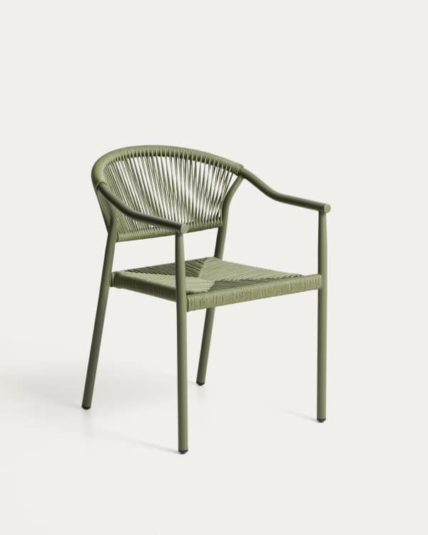 Livadia stackable outdoor chair in green aluminium