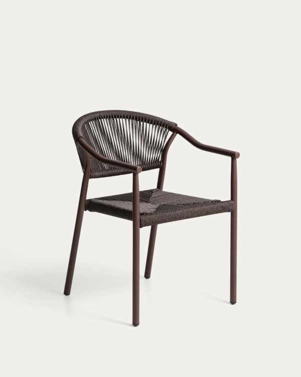 Livadia stackable outdoor chair in brown aluminium