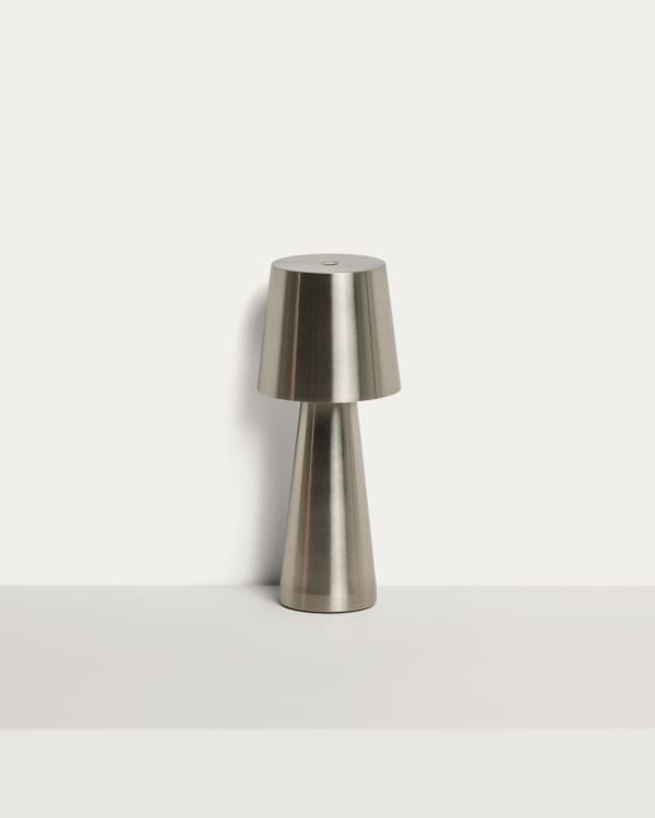 Arenys small table lamp in metal with a shiny silver finish