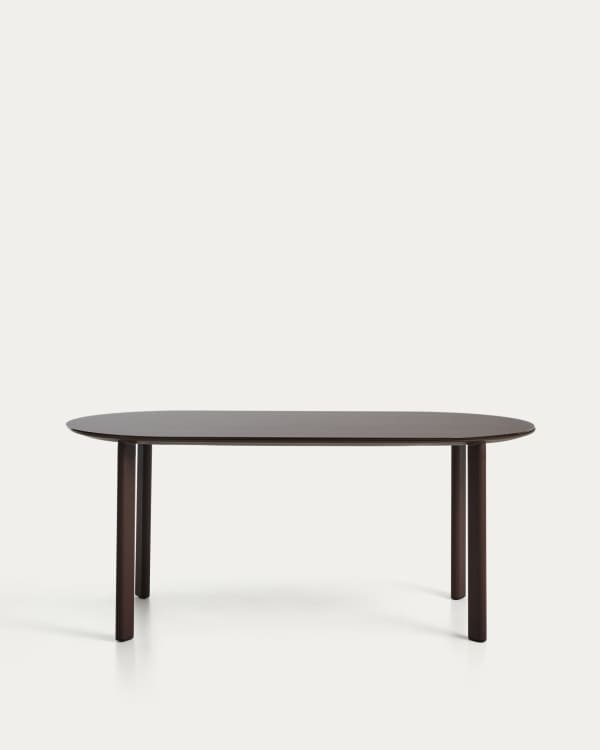 Erice oval table in aluminium and brown tempered glass 180 x 90 cm
