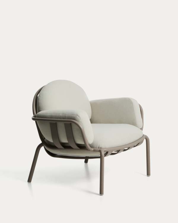 Joncols outdoor armchair in aluminium with taupe painted finish