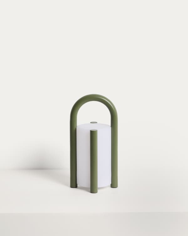 Leros small portable table lamp in green polyethylene and steel