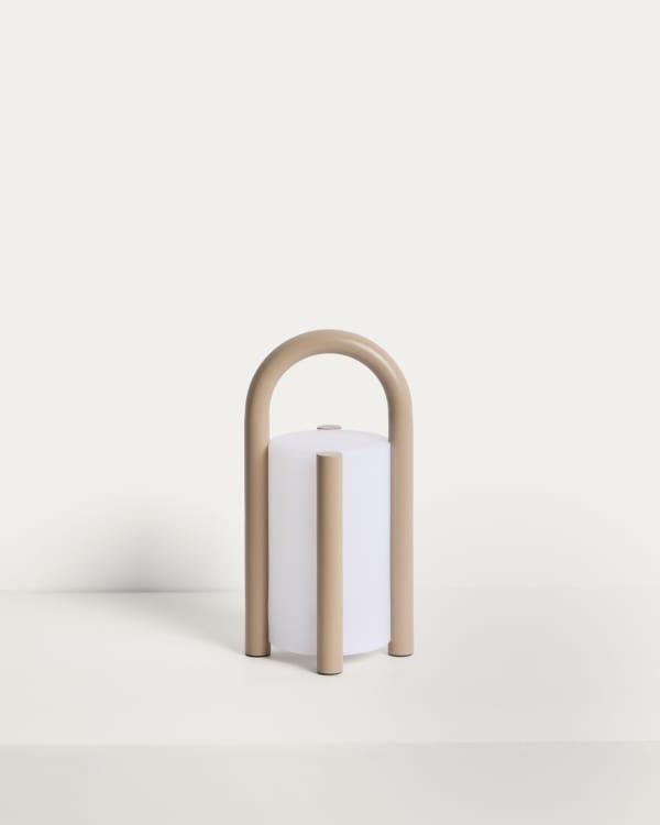 Leros small portable table lamp in taupe polyethylene and steel