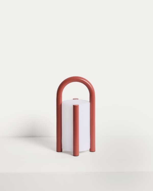 Leros small portable table lamp in terracotta polyethylene and steel