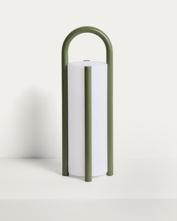 Leros large portable table lamp in green polyethylene and steel