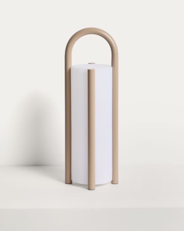 Leros large portable table lamp in taupe polyethylene and steel