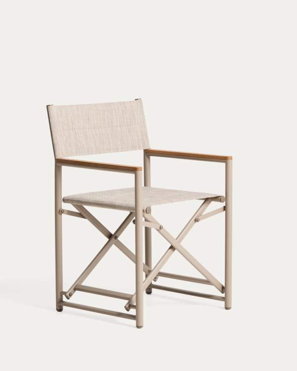 Tisno outdoor folding chair in taupe aluminium and taupe texteline