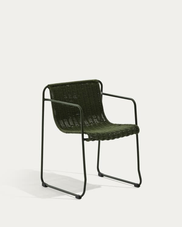 Maurina chair in green galvanised steel and green rope cord