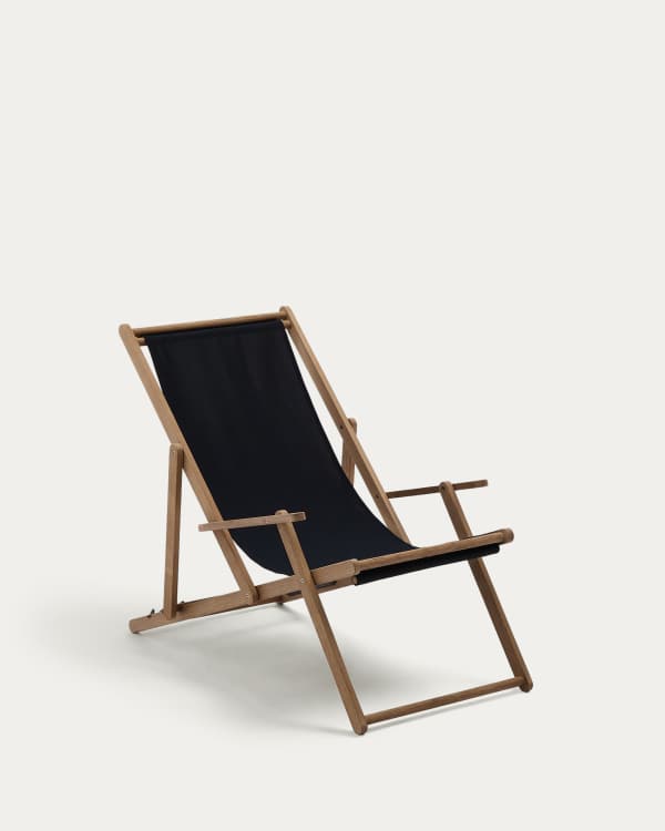 Vilara black outdoor folding deck chair made of FSC 100% solid acacia wood