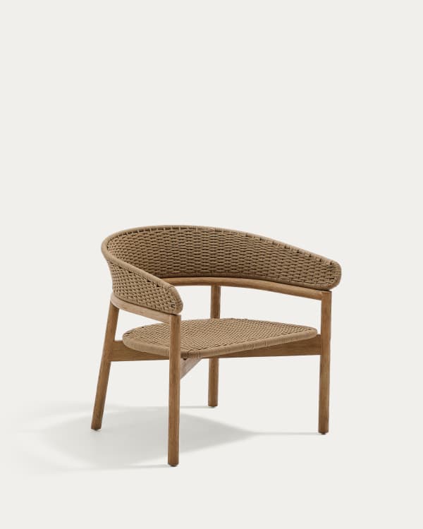 Butaca Arinella de fusta massissa d'acàcia amb acabat en to natural i corda beix FSC 100%