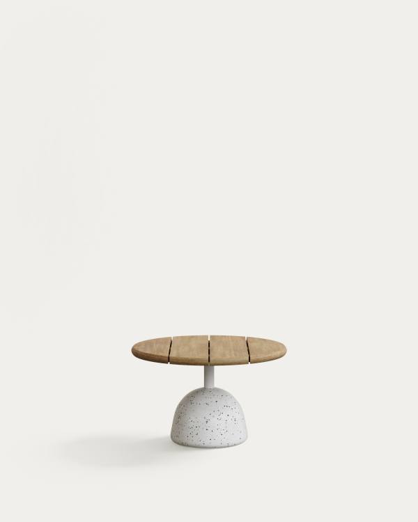 Saura coffee table with white terrazzo and natural acacia top, 32 x Ø55 cm FSC 100%