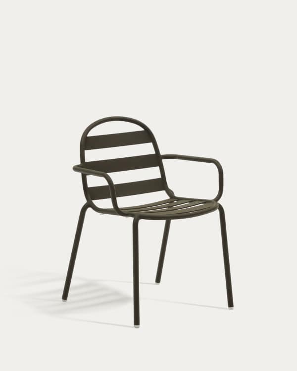 Joncols stackable outdoor aluminium chair with a powder coated green finish