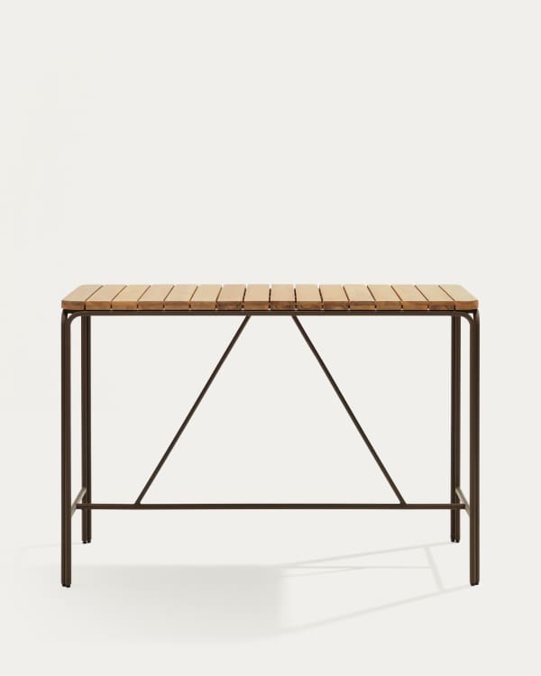 Table haute d'extérieur Salguer bois acacia acier marron 140 x 70 cm FSC 100%