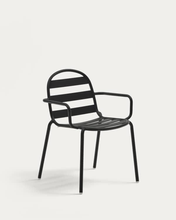 Joncols stackable outdoor aluminium chair with a powder coated grey finish