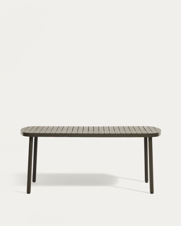 Joncols outdoor aluminium table with a powder coated green finish, 180 x 90 cm