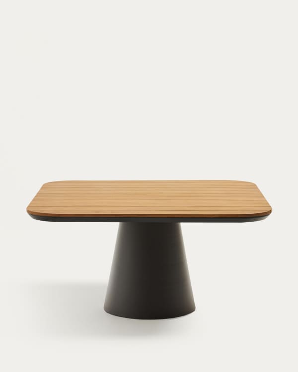 Tudons Outdoor-Tisch aus Aluminium mit grauem Finish und Teakholz FSC 100% 148 x 148 cm