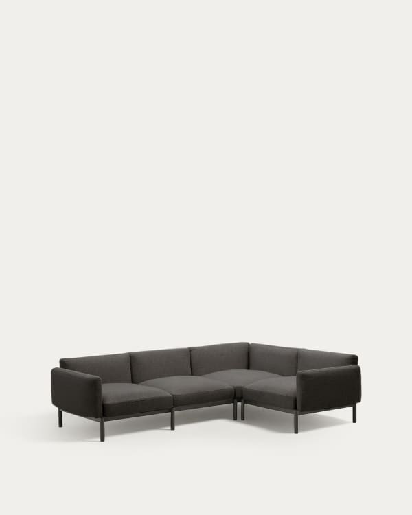 Sorells modular 5-seater outdoor corner sofa in aluminium with grey finish 276 x 191,5 cm