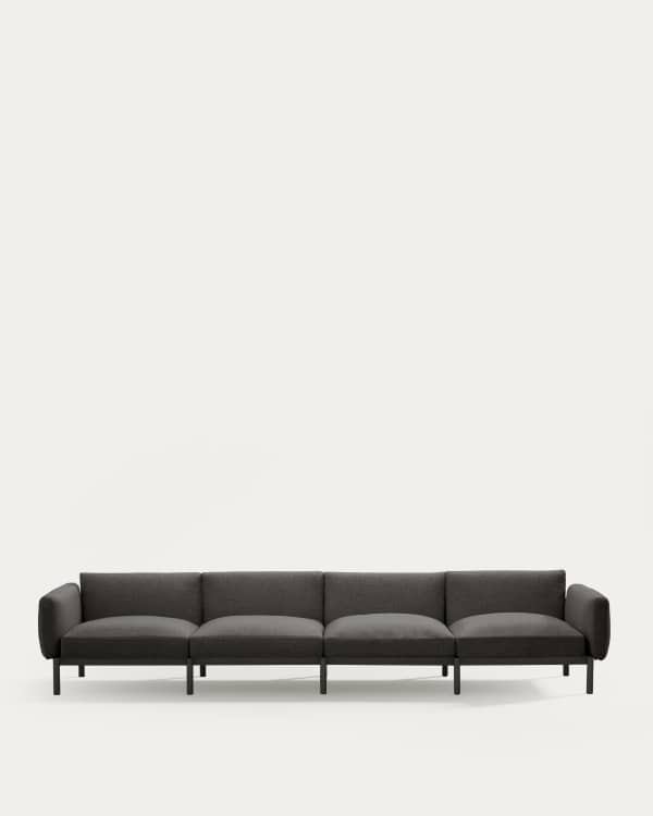 Sorells modular 4-seater outdoor sofa in aluminium with grey finish 370 cm