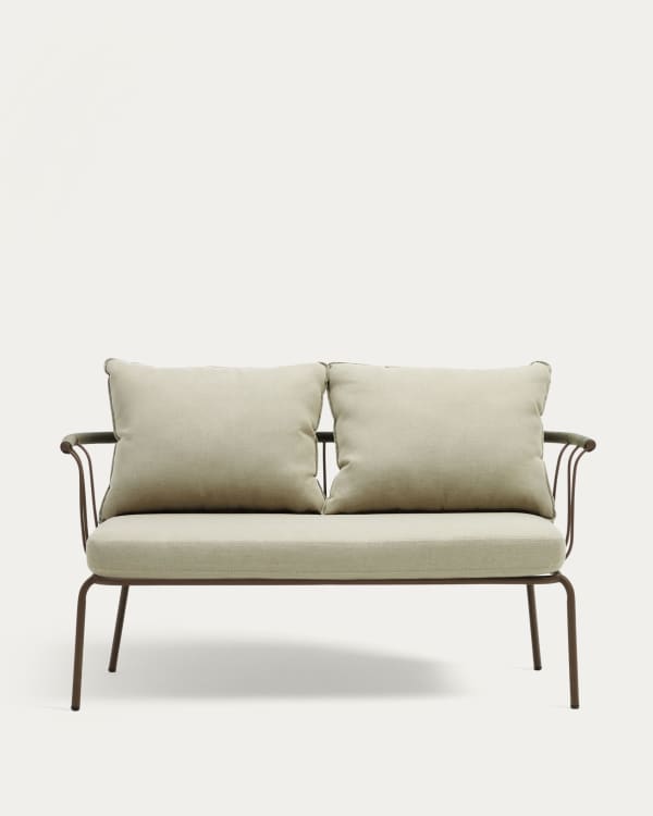 Salguer 2-Sitzer-Sofa aus grünem Seil und Stahl in Braun 134 cm