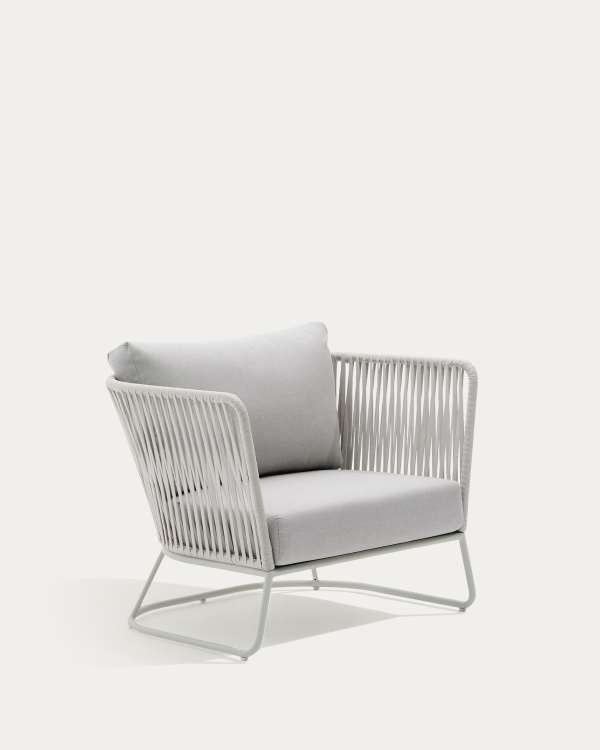 Outdoor-Sessel Saconca aus Seil und grau verzinktem Stahl