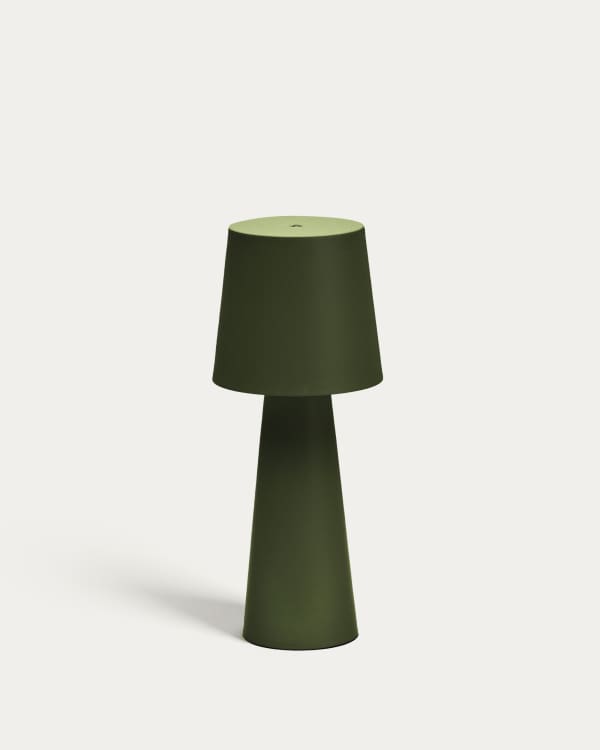 Arenys large outdoor metal table lamp in a green painted finish